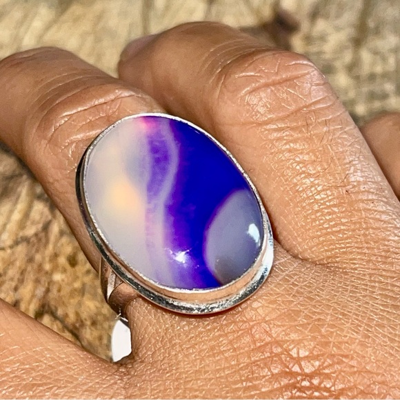 Purple Lace Agate Ring Size 10 1/2 - Picture 2 of 7